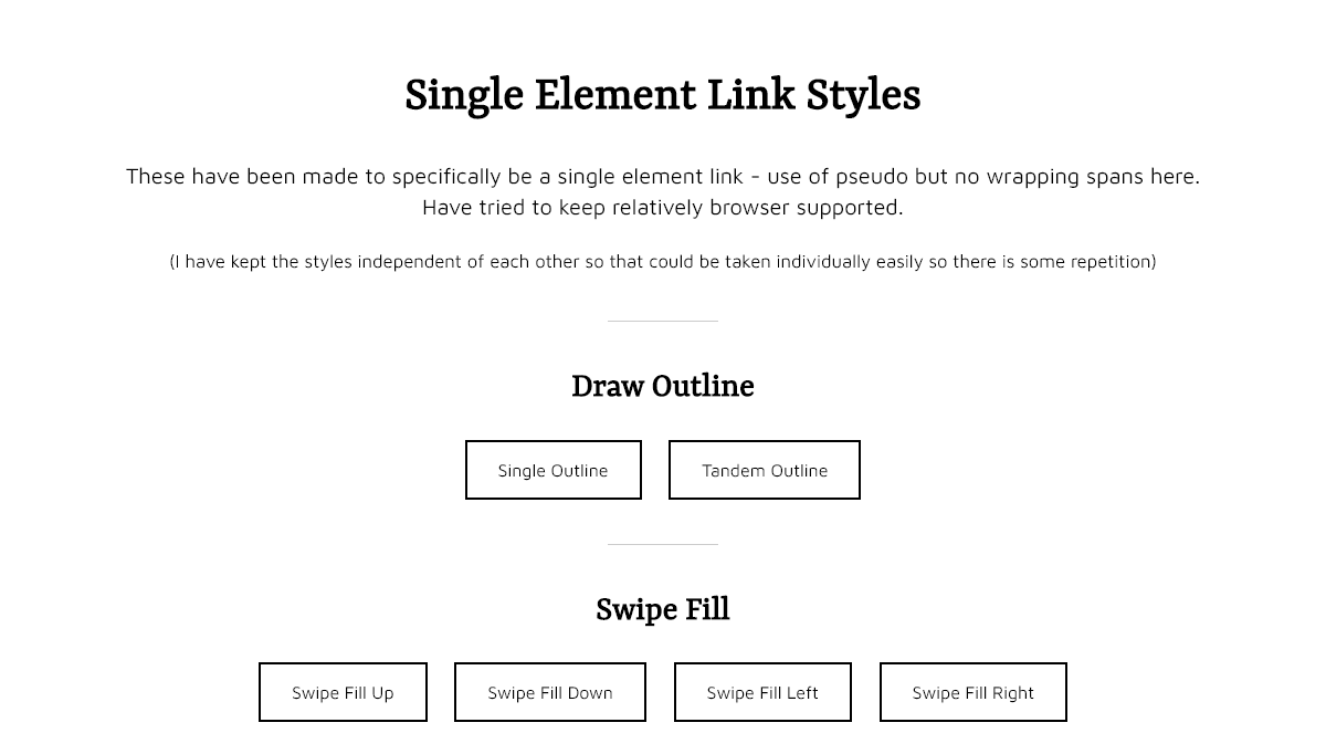 CSS Link Hover Effects - Pure CSS Single Element Link Styles