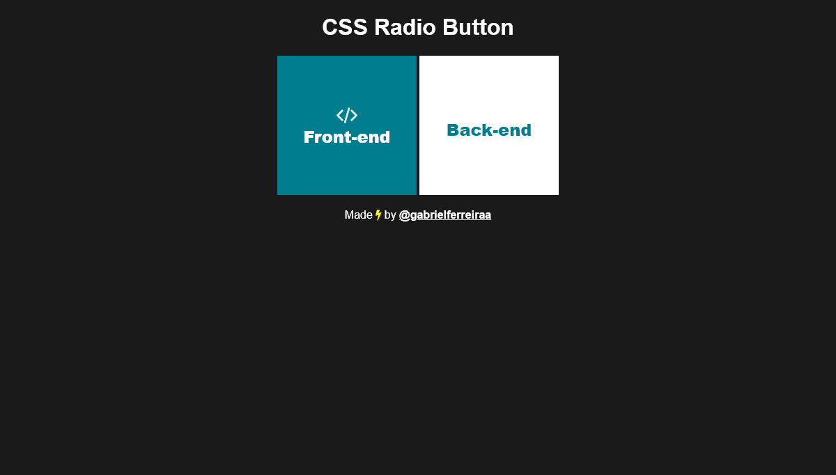 Radio Buttons CSS - Radio Button Big Square [Just CSS]