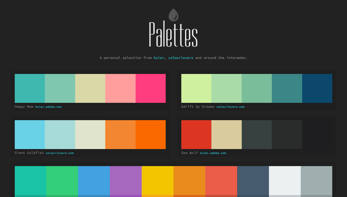 CSS Color Palettes - Colour Palettes