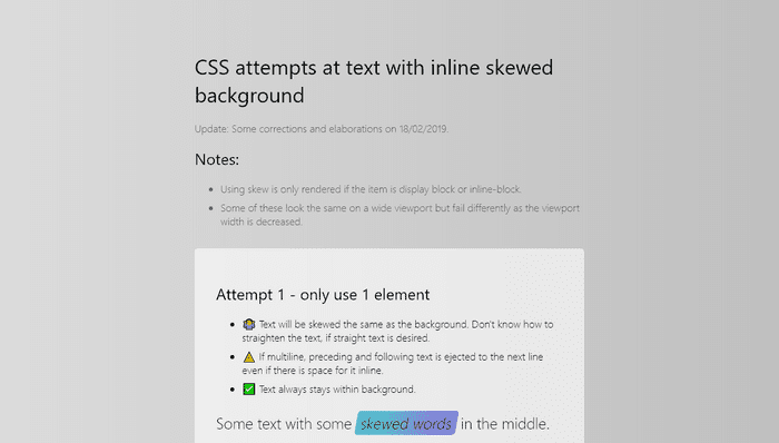 CSS Text Effects - CSS Attempts at text with inline skewed background