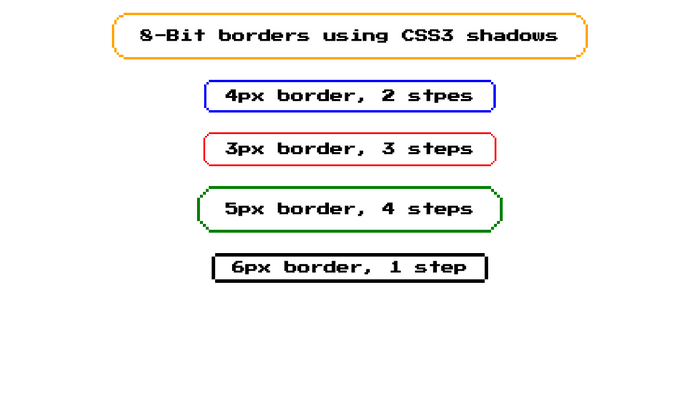 CSS Border Examples - 8-bit borders using shadows