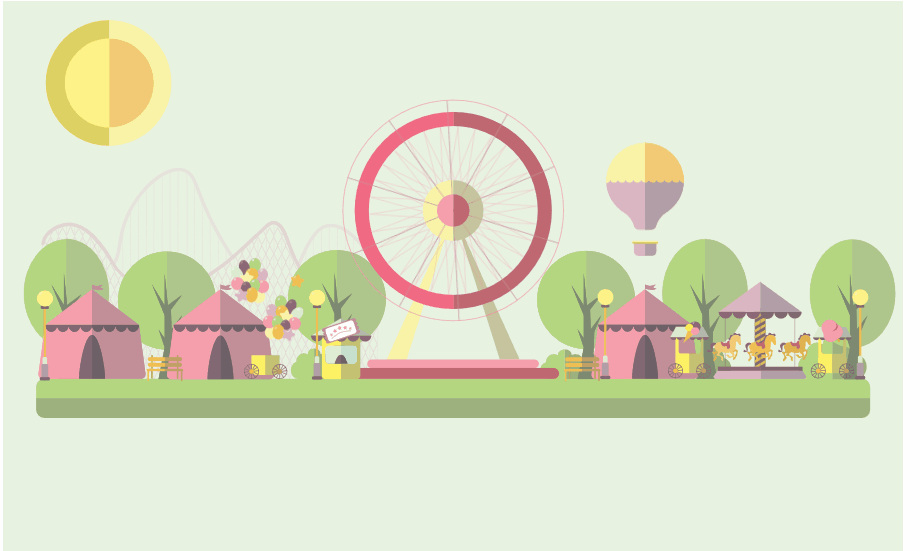 CSS Animation Examples - Flat Design Amusement Park Svg By Lina (animation Powered By CSS) 