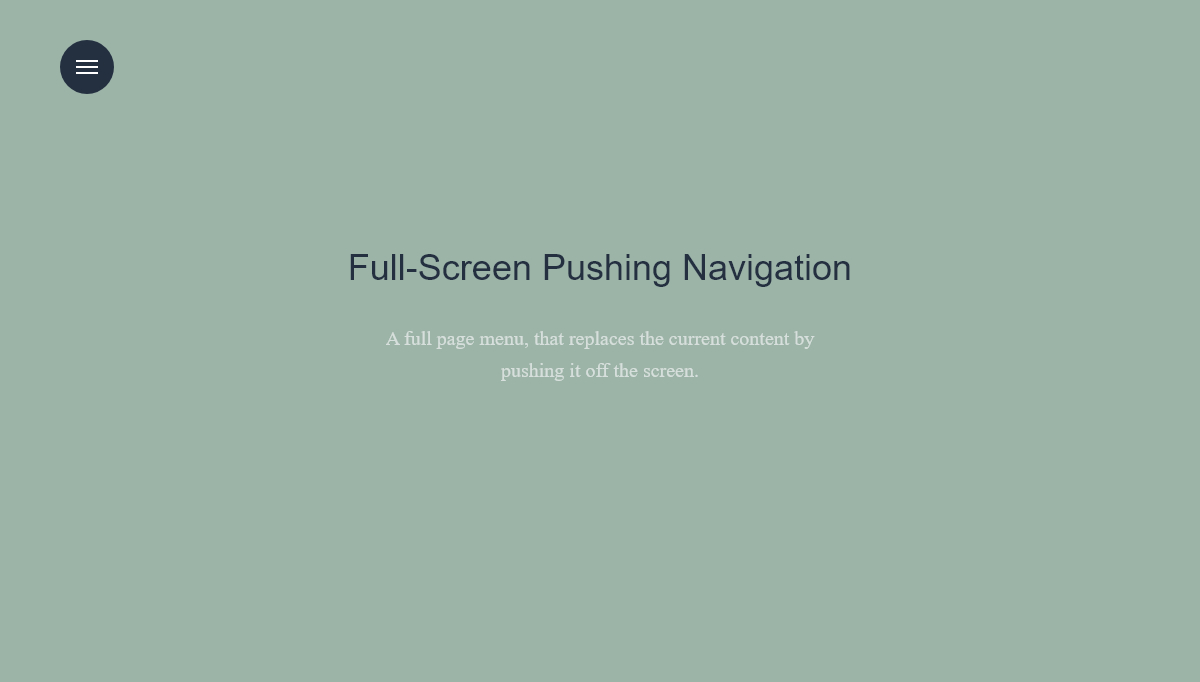 jQuery Fullscreen Menus - Full screen slide menu