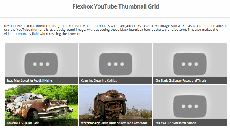 CSS Thumbnails - Flexbox YouTube Thumbnail Grid