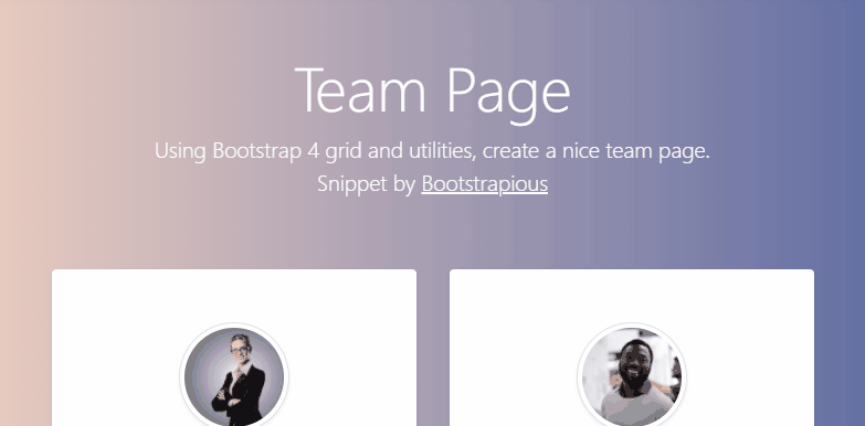 Bootstrap Cards - Bootstrap Team Page