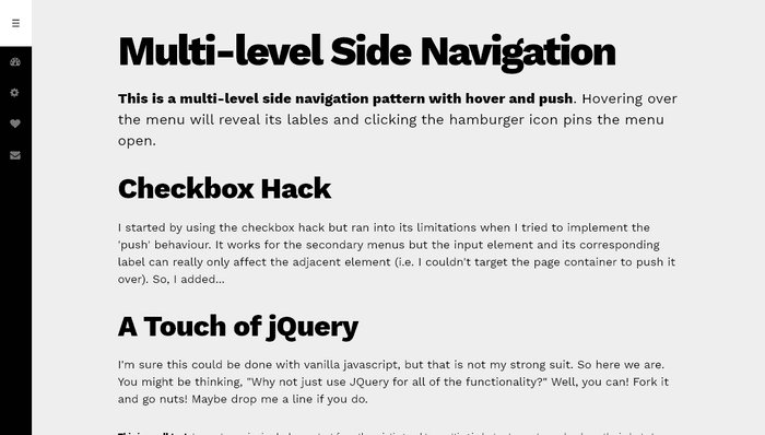 jQuery Menus - Multi-level Side Nav Menu