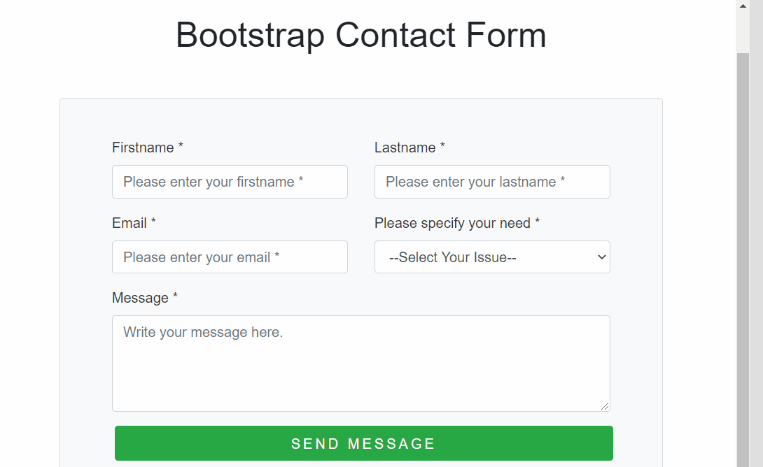 Bootstrap Forms - Bootstrap 4 Simple Contact Form