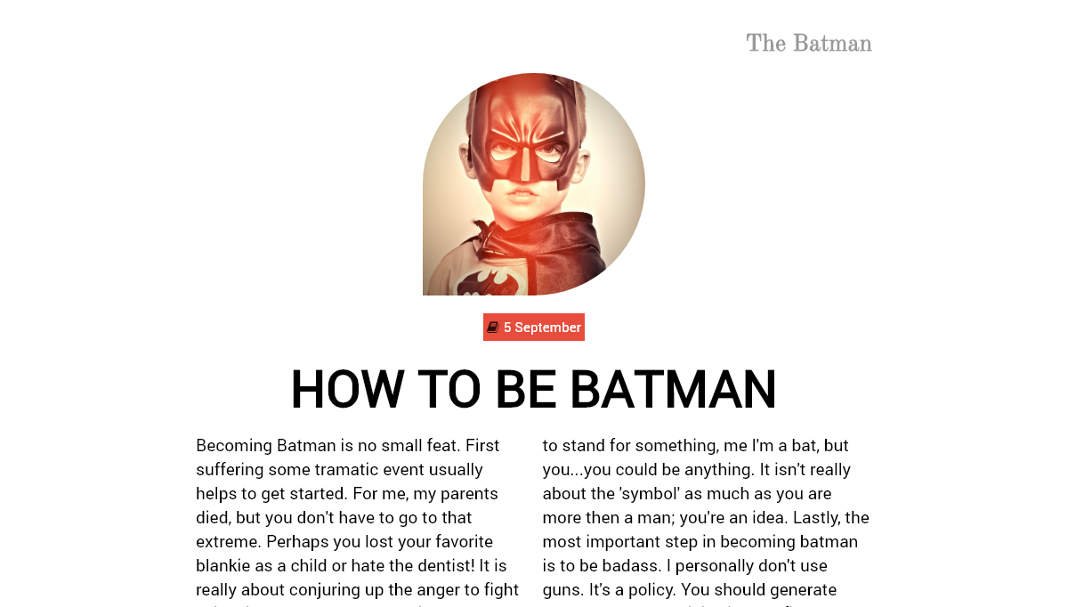 CSS Magazine Layouts - Magazine Layout - Batman!