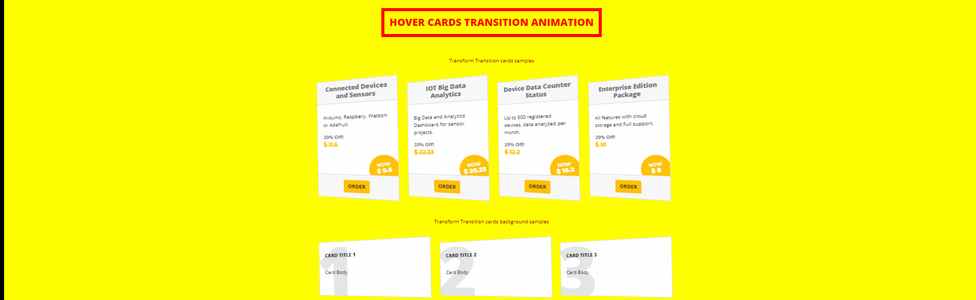CSS Cards - CSS introduction into animating transition - Cards Perspective