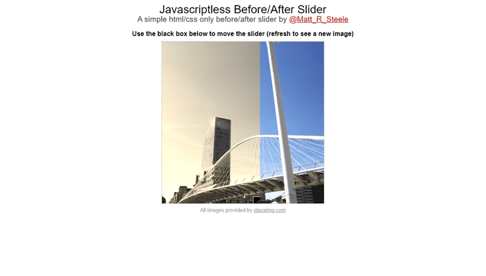 CSS Sliders - Javascriptless Before/After Slider