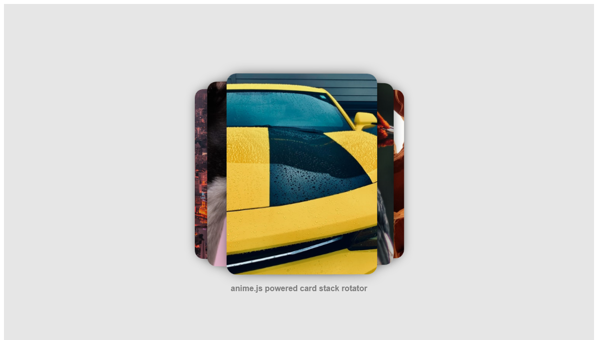 Anime JS Examples - anime.js powered 3D cards stack slider