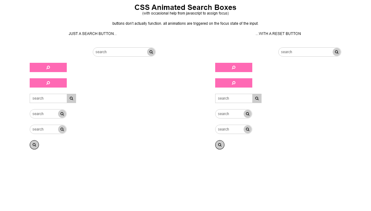 CSS Search Boxes - CSS Animated Search Box Concepts