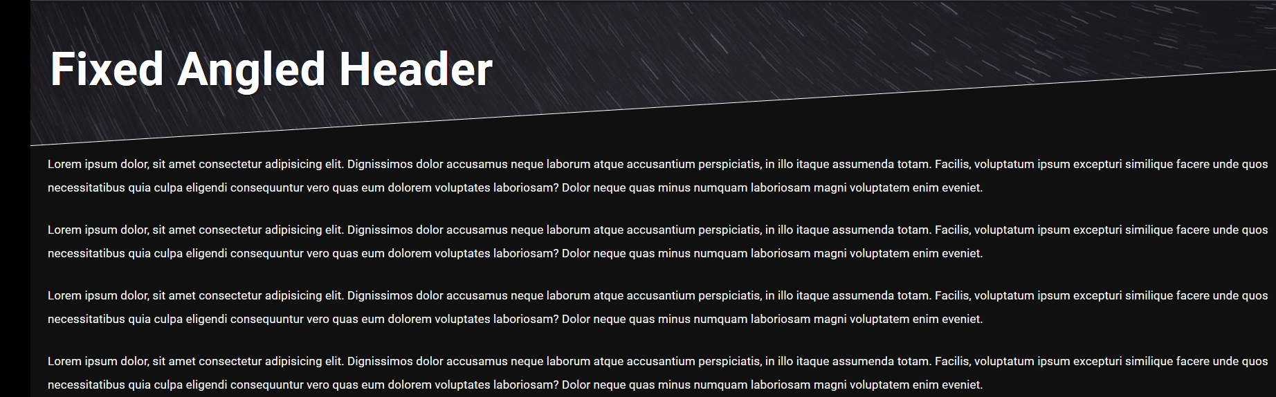 CSS Headers and Footers - Fixed Angled Header using a CSS Pseudo-Element