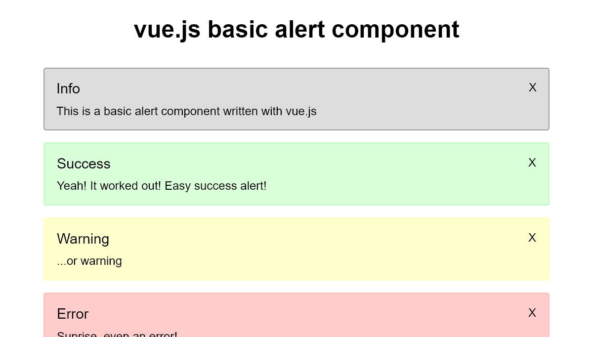 Vue Notifications - Vue.js - Basic alert component