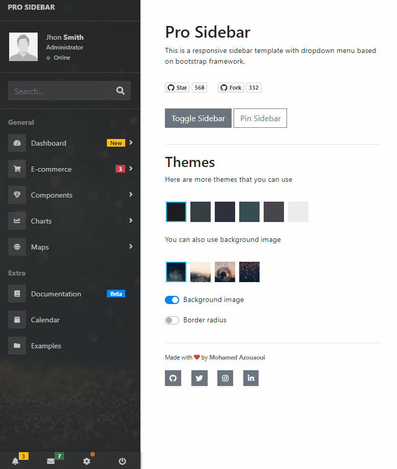 Bootstrap Sidebars - Pro Sidebar