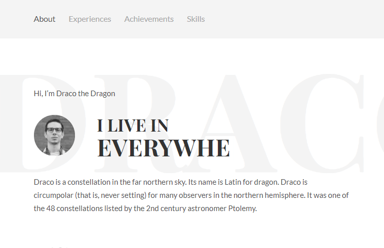 HTML Resume Templates - Draco