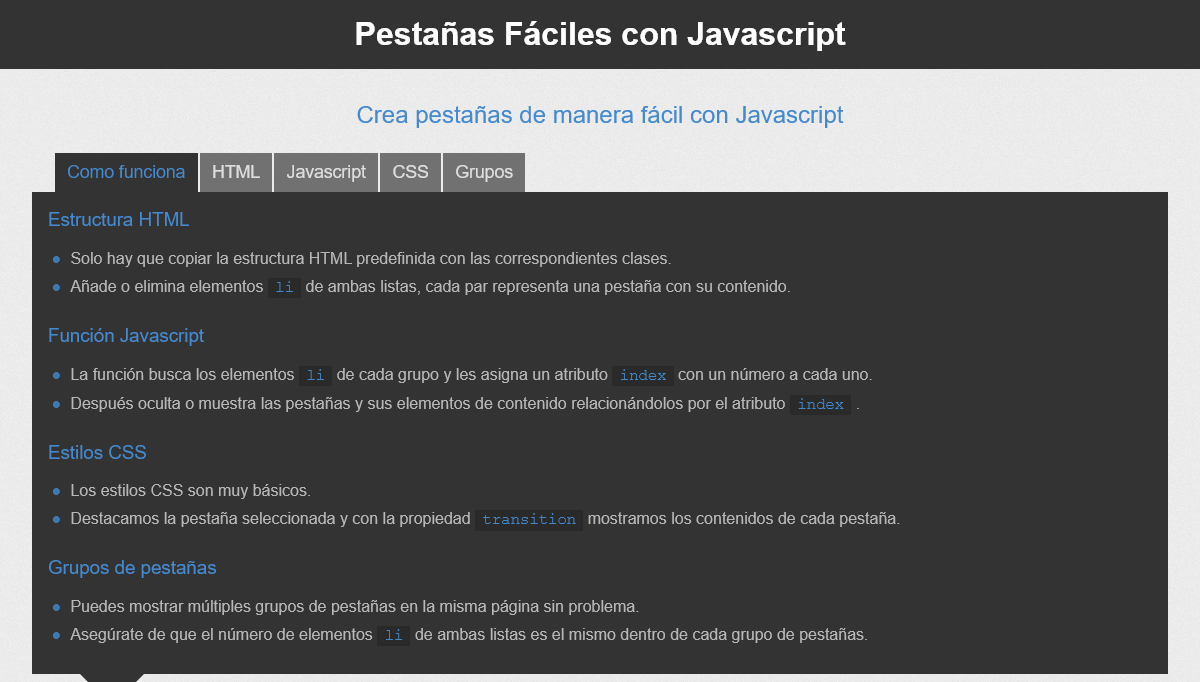 jQuery Tabs - Pestañas Fáciles con Javascript