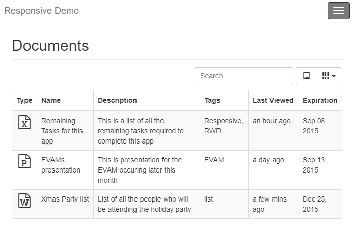 Bootstrap Tables - Responsive demo
