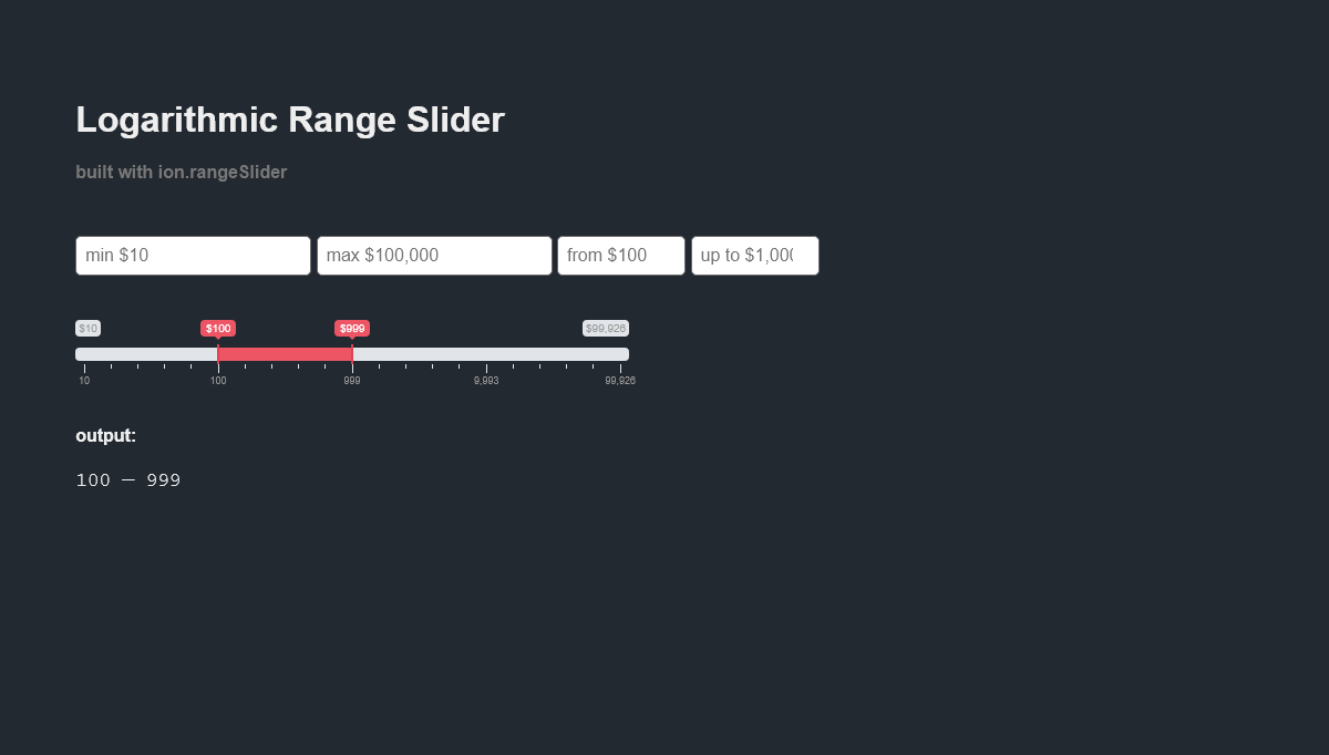 jQuery Range Sliders - Logarithmic Slider