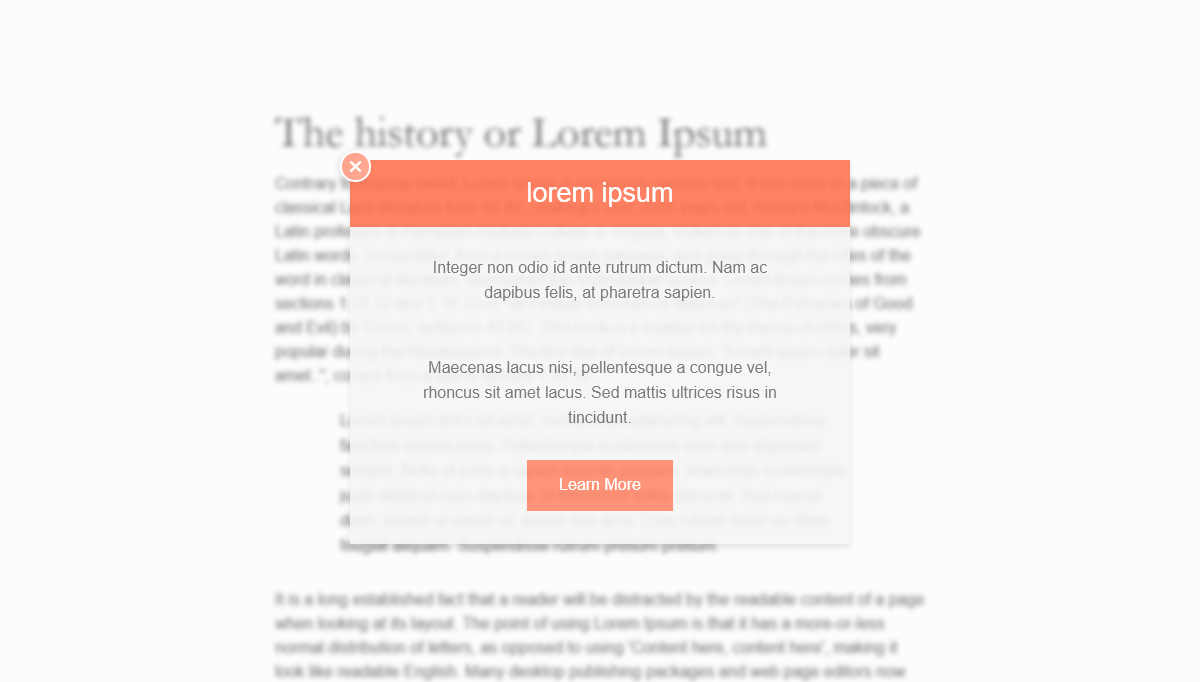 CSS Modal Windows - Pop-up with blurred background animation