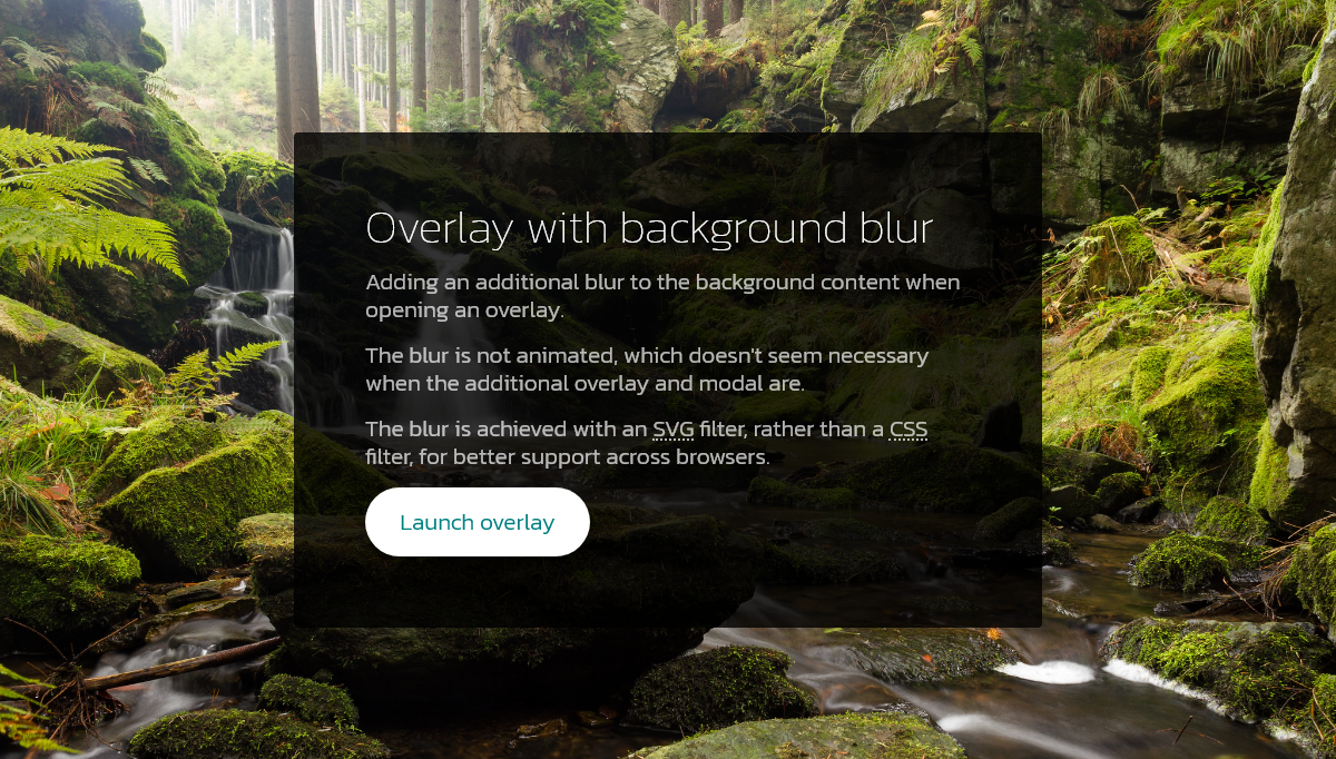 CSS Modal Windows - Overlay with background blur