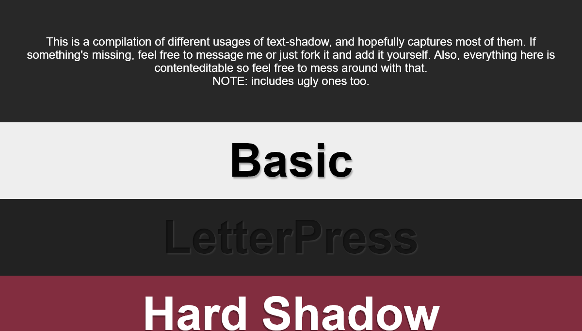 CSS Text Shadow Effects - Text Shadow Compilation
