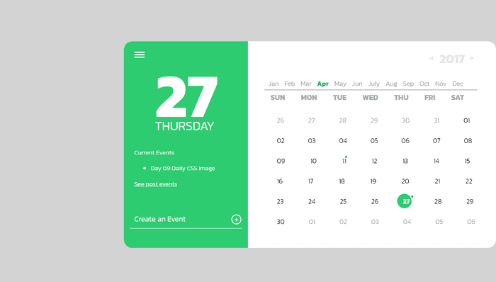 CSS Calendars - CSS Images Calendar