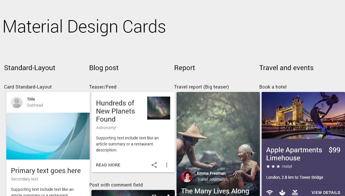 CSS Material Design Cards - Material Design Components: Cards