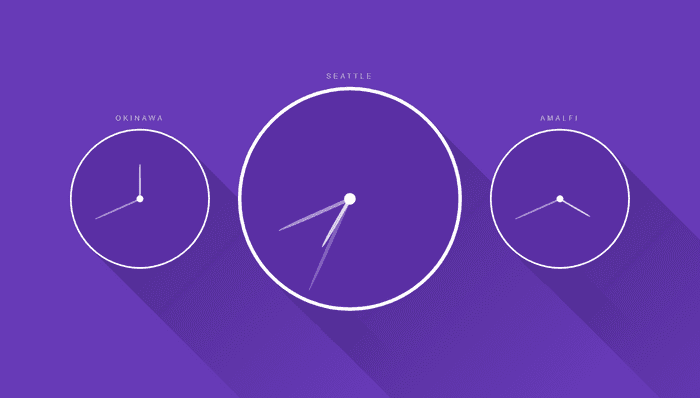 CSS Clocks - Purple Shadow Clocks