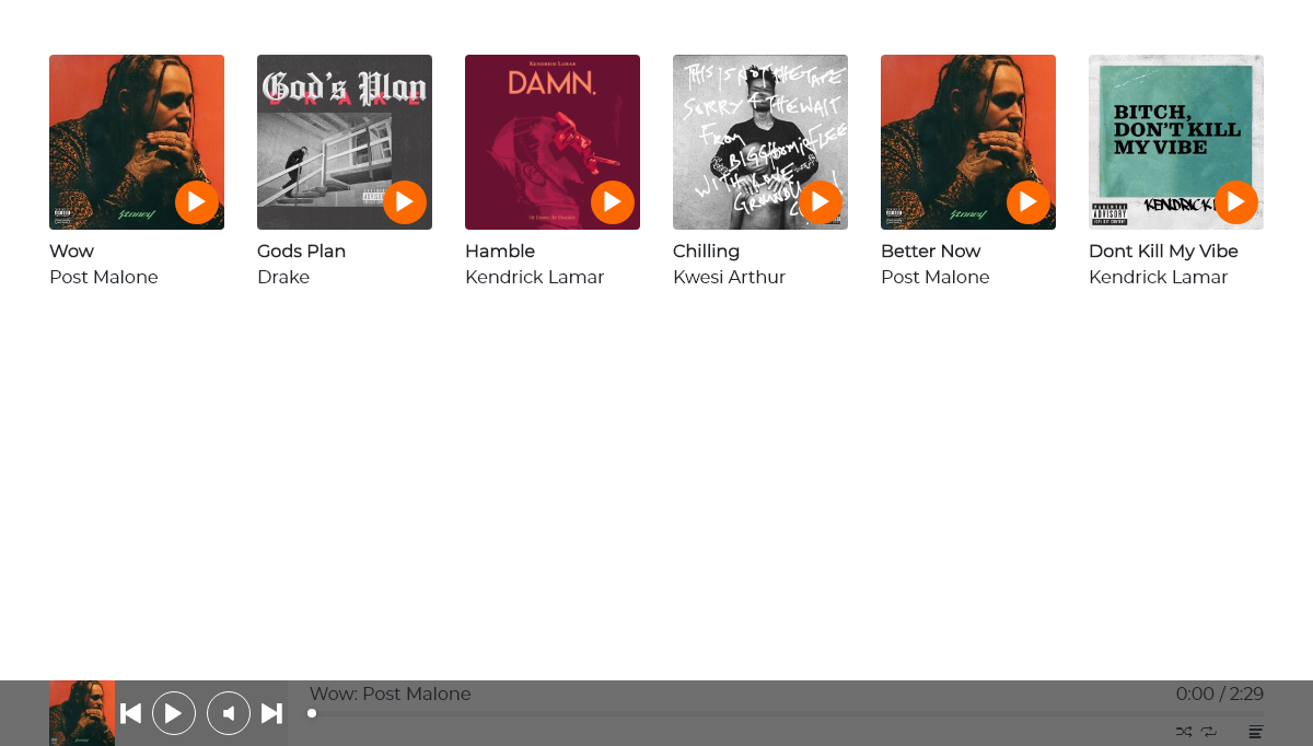 Vue Music Players - Vue Js Audio Player with playlist