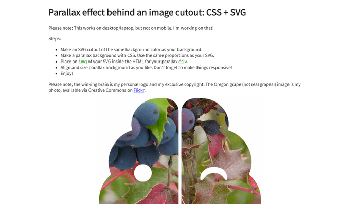 CSS Parallax Effects - Image cutout, parallax effect: CSS + SVG