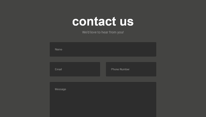 CSS Contact Forms - Contact Us Form - frontend