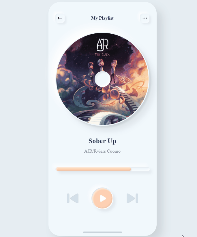 CSS Neumorphism Examples - Neumorphism Soft UI Music Player