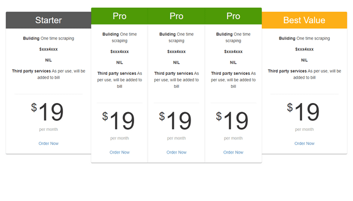 Bootstrap Tables - Responsive Price table