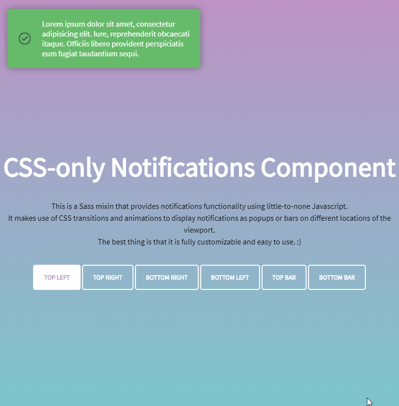 jQuery Notifications - CSS-only Notifications Component