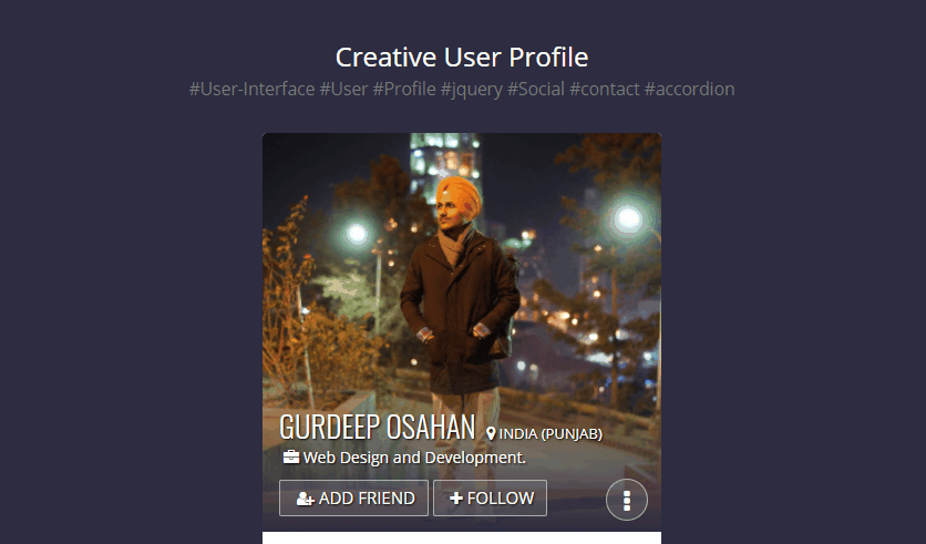 Bootstrap Accordions - Creative User Profile