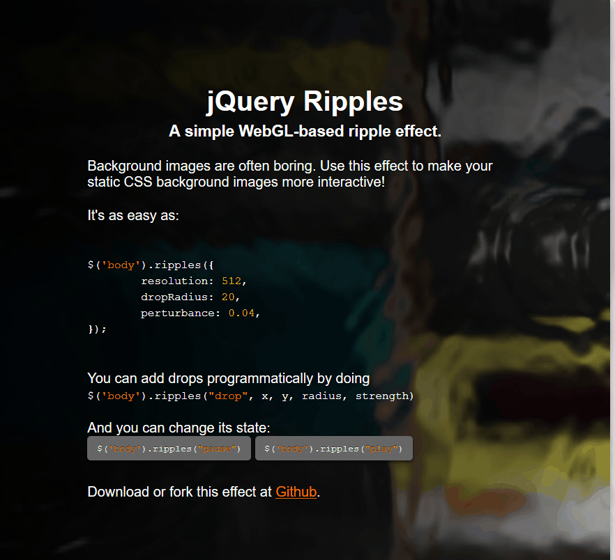 jQuery Background Plugins - JQuery Ripples Plugin