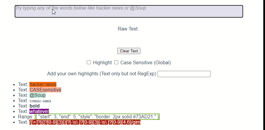 Vue Input Text - Vue Highlightable Input