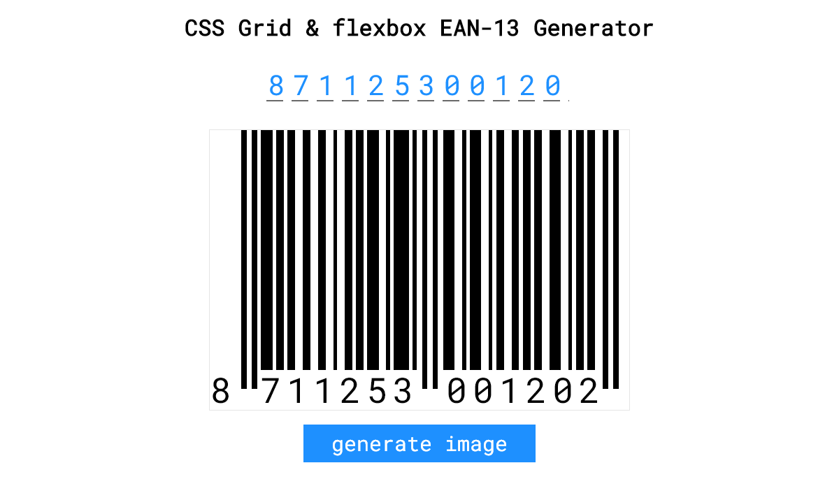 Barcodes in CSS - CSS Grid & flexbox EAN-13 Generator