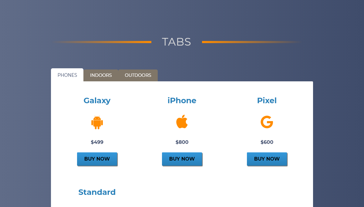 JavaScript Tabs - Javascript tabs with css grid
