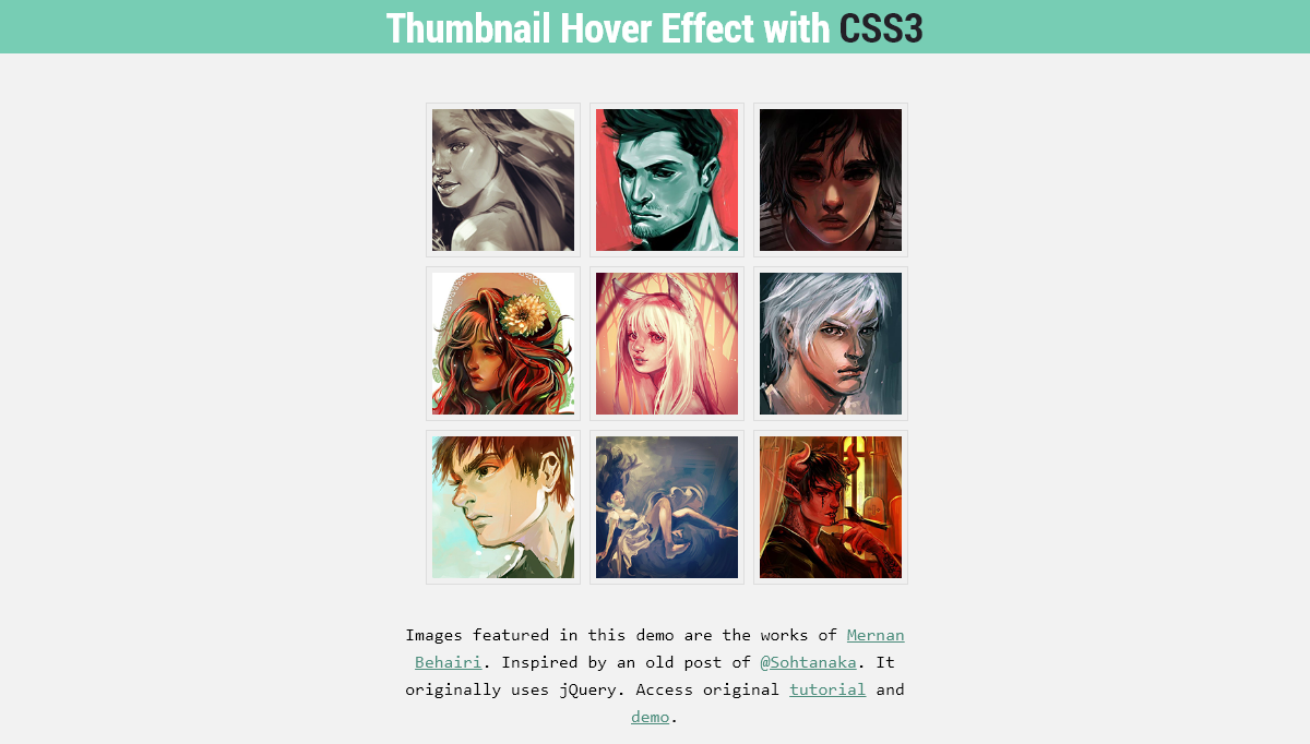 CSS Image Effects - Pure CSS Thumbnail Hover Effect