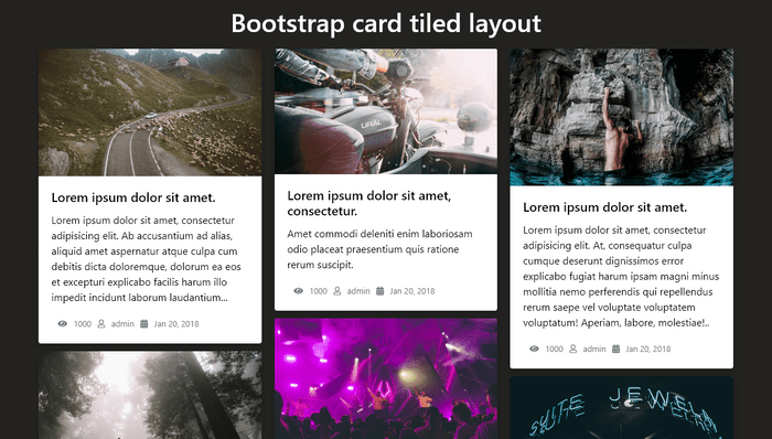 Bootstrap Cards - Bootstrap card tile layout