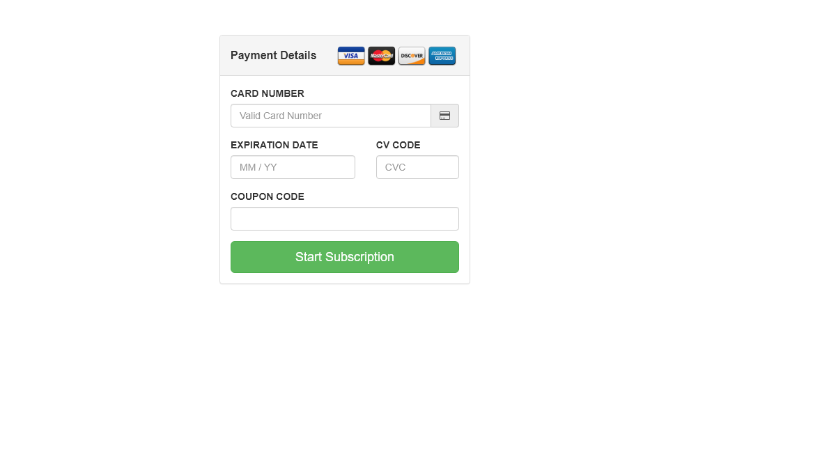 Bootstrap Forms - Simple Payment Form use Bootstrap