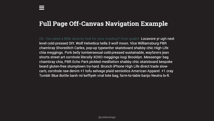 CSS Menu - Full Page Off-Canvas Navigation