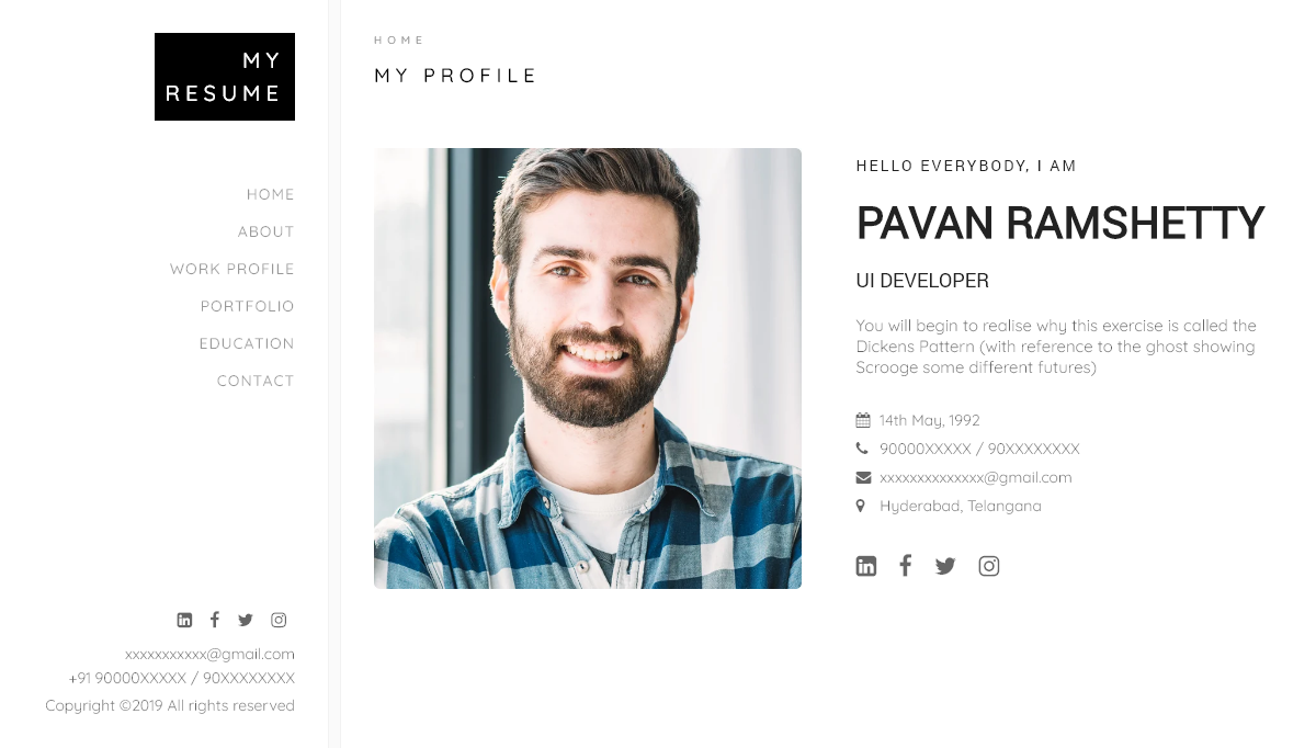HTML Resume Templates - Personal Portfolio