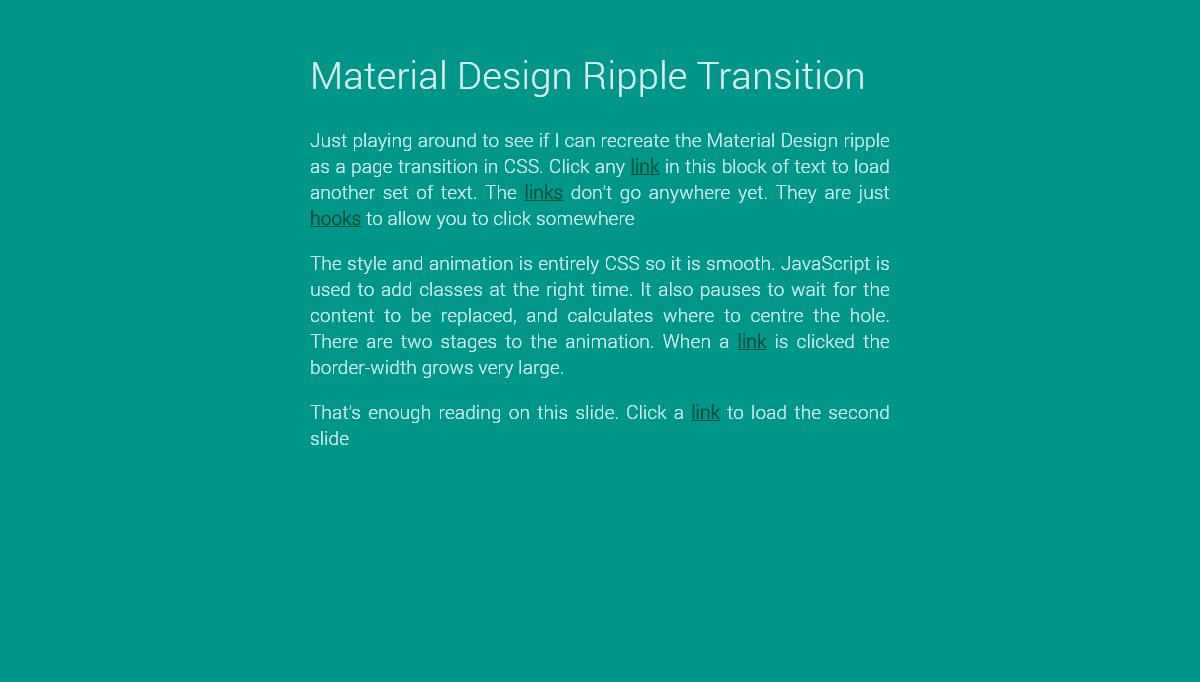 CSS Page Transitions - Material design transition