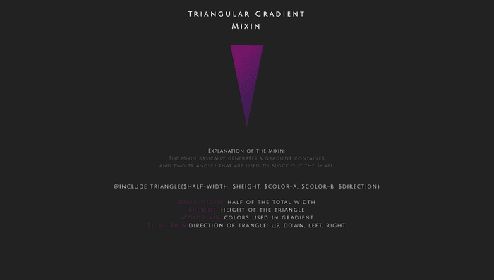 CSS Triangles - Quick gradient triangle mixin