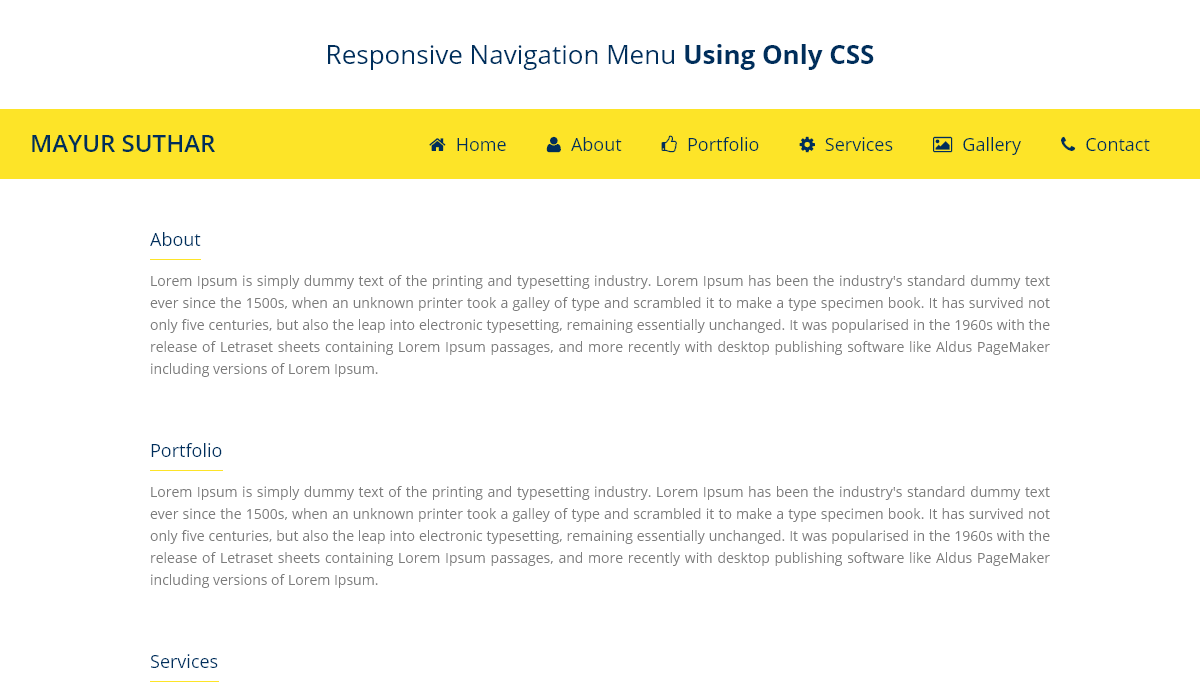 CSS Menu - Responsive Navigation Menu Using Only CSS