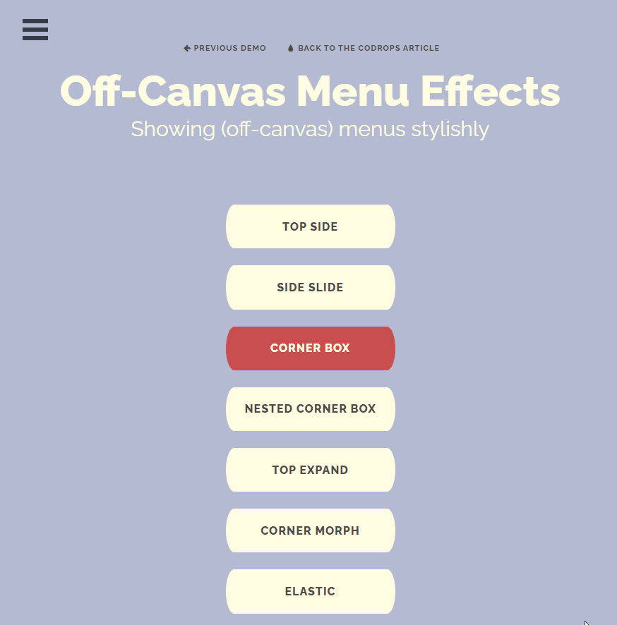 CSS Menu - Off-Canvas Menu Effects