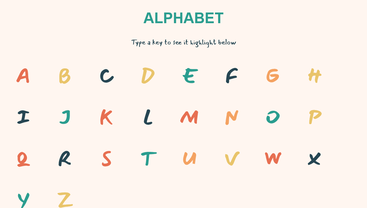 JavaScript Keyboards - Alphabet Keyboard Listener
